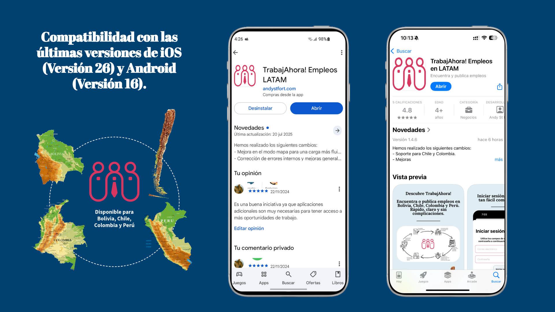 Compatibilidad con iOS 26 y Android 16 en TrabajAhora!